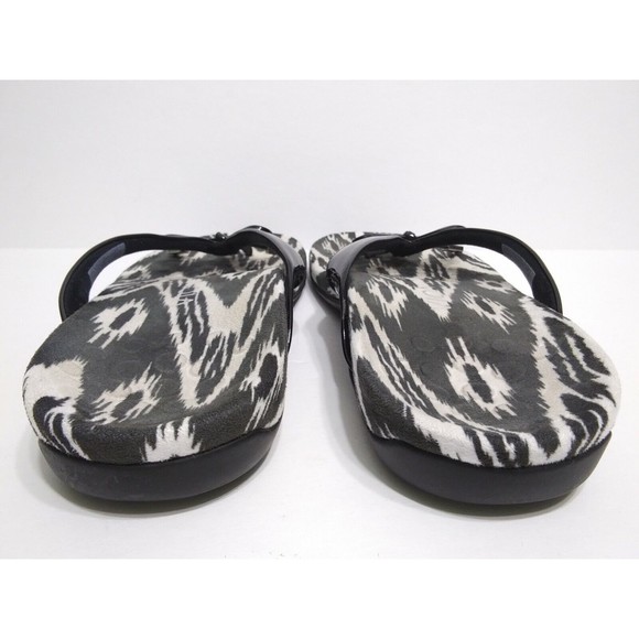 Vionic Women's Size 9 Orthaheel Bella II Black White Flip Flop Sandals Bow Zebra - Picture 6 of 8